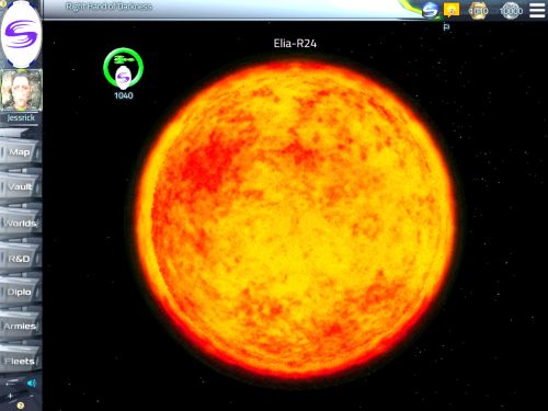 Sun Map with player's starting fleet in orbit